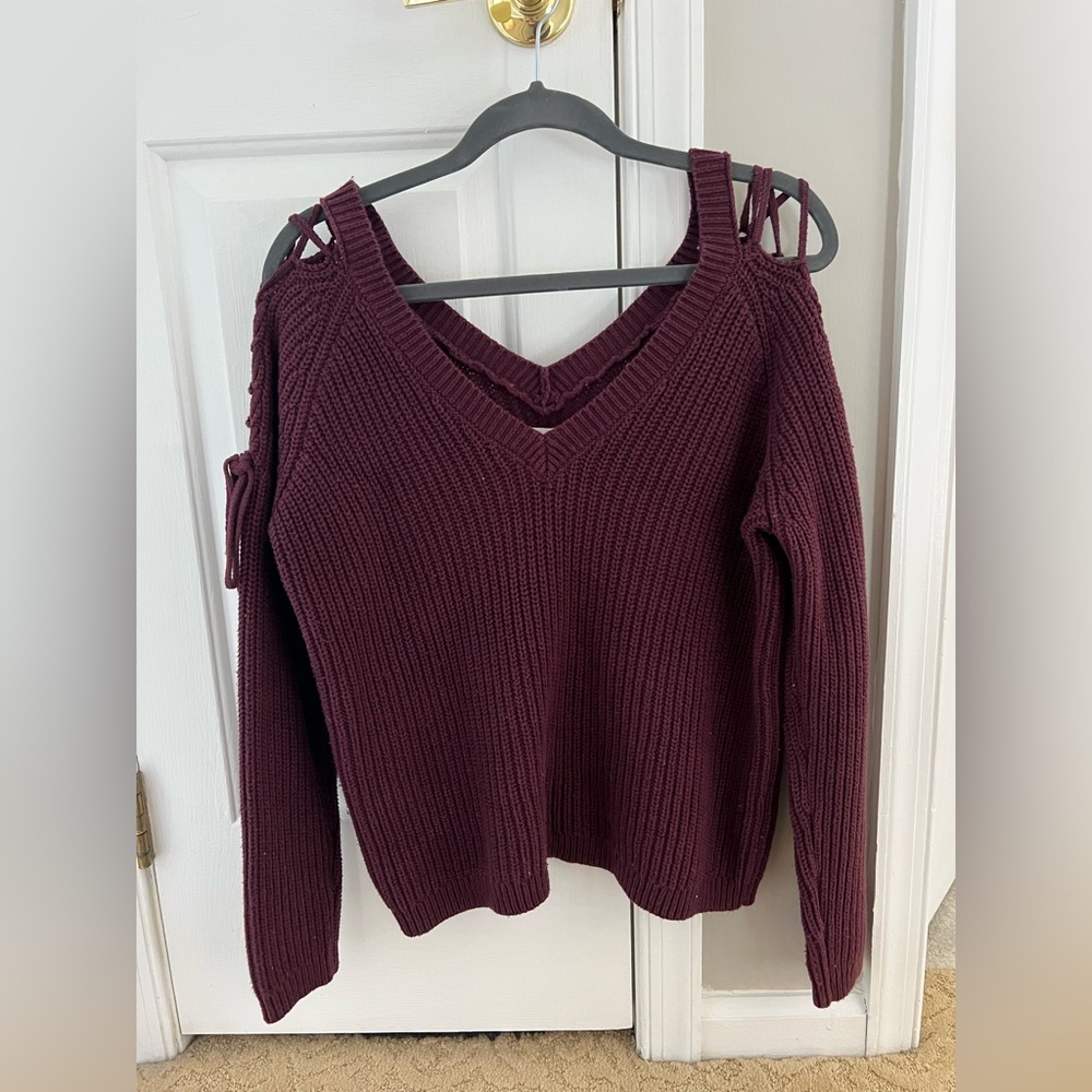 LA hearts sweater with ties up the arm